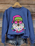 Women's Shiny Santa Print Sweatshirt