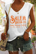 Women's Halloween Salem Broom Co Quality Handcrafted Enchanted Est 1692 Sleeveless Tank Top