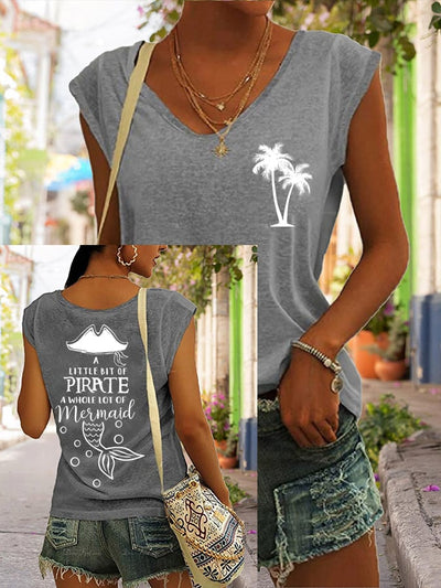 Sun Beach Letter Print T-Shirt