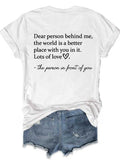 Women's The World Is A Better Place With You In It Print Round neck T-Shirt