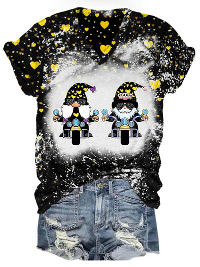 Women's Motorcycle Gnome  Print Top