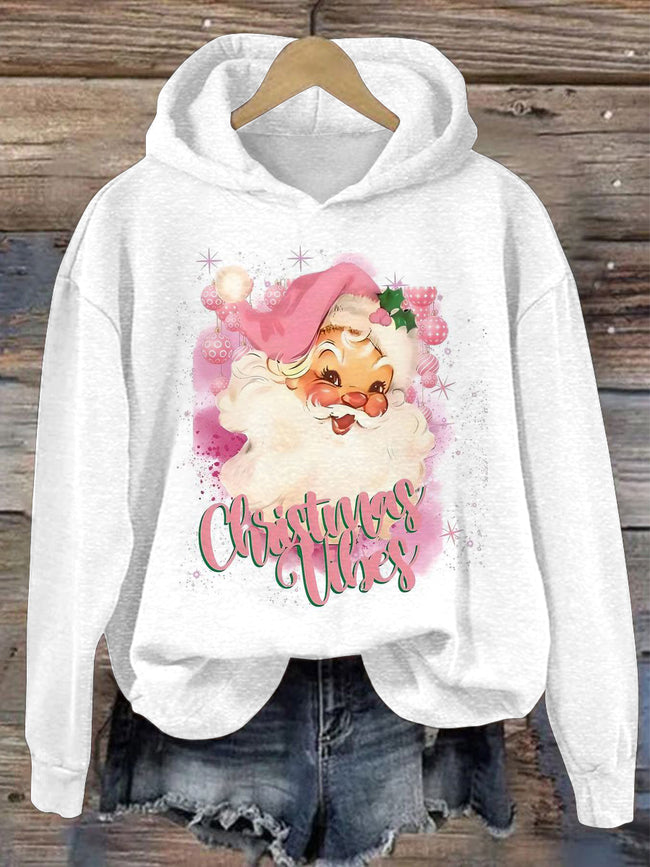 Women's Christmas Santa Print Casual Hoodie