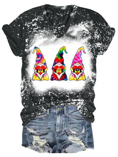 Casual Tie Dye Gnome Hippie T-Shirt