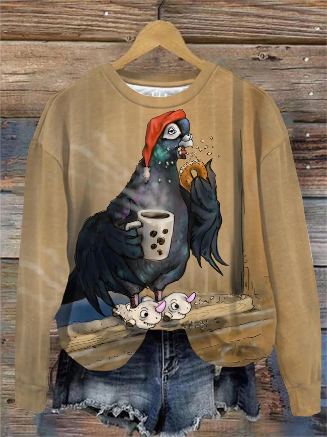Women's Thanksgiving Chicken Print Sweatshirt