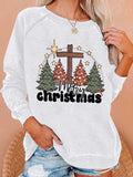 Women'S Casual Merry Chrismas Printed Long Sleeve Sweatshirt