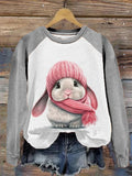 Women's Rabbit Print Casual Long Sleeve Sweatshirt