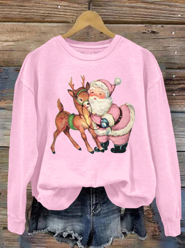 Women's Christmas Santa Print Sweatshirt