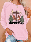 Women'S Casual Merry Chrismas Printed Long Sleeve Sweatshirt