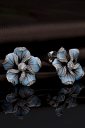 Fashion Creative Zircon Flower Leaf Stud Earrings