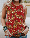 Women'S Vintage Printed Sleeveless Vest