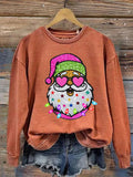 Women's Shiny Santa Print Sweatshirt