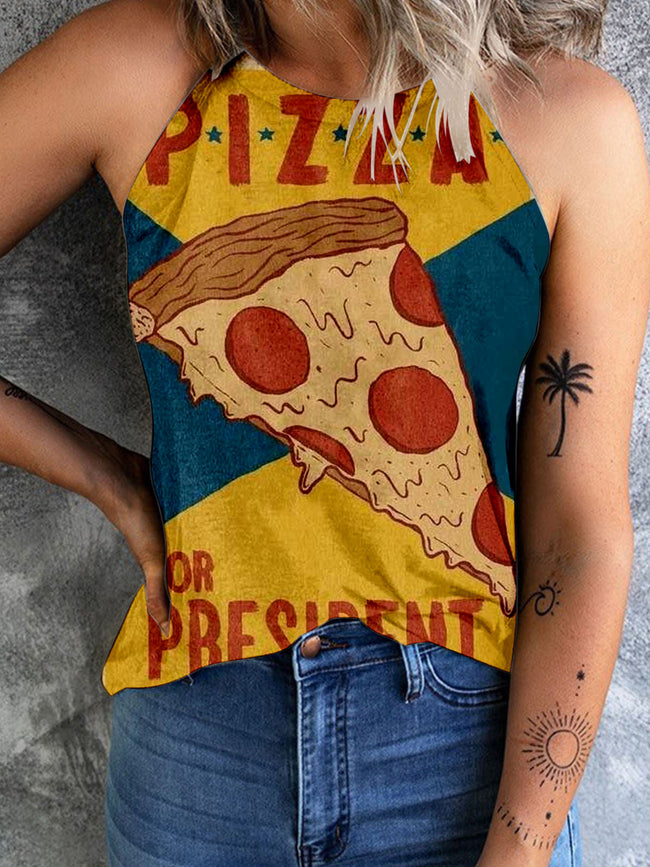 Pizza Food Retro Poster Print Tank Top
