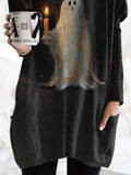 BUY 3 GET 10% OFFRetro Ghost Painting Candle Print Dress