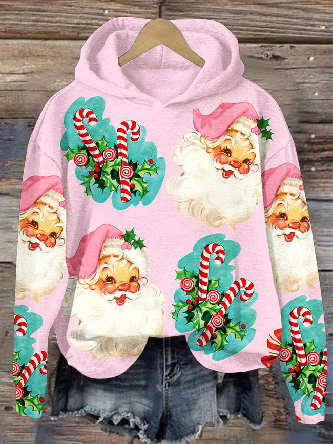 Women's Christmas Santa Print Casual Hoodie