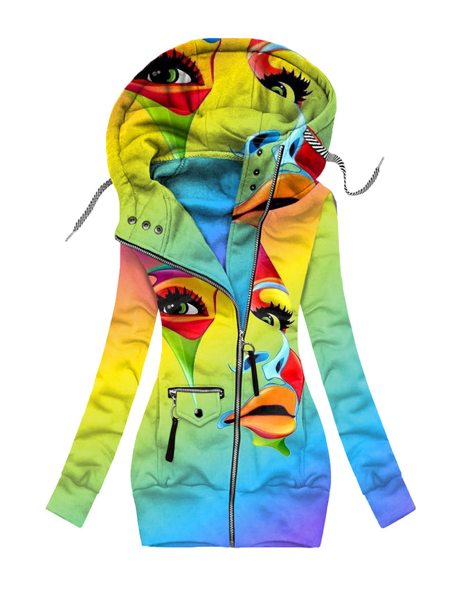 Woman's Tie-dyed  Abstract  Art Print Cardigan Hoodies