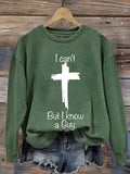 Women's Casual I Can'T But I Know A Guy Printed Long Sleeve Sweatshirt