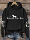 Women's Horse Heartbeat Horse Lover Casual Hoodie