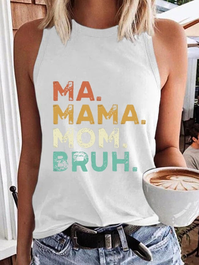 Women's Mother's Day Cool Moms Club Ma Mama Mom Bruh Print Tank Top
