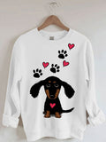 Women's Dog Print Long Sleeve Round Neck Sweatshirt
