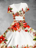 Women's Christmas Flower Decoration Christmas Design Maxi Dress