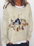 Women's Nativity Print Long Sleeve Top