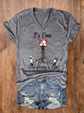 Women's It's Fine I'm Fine Everything is Fine Print V-Neck T-Shirt