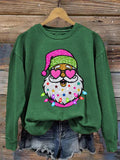 Women's Shiny Santa Print Sweatshirt