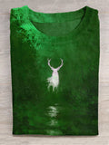 Deer King Jungle Series Art Print Unisex Round Neck T-Shirt