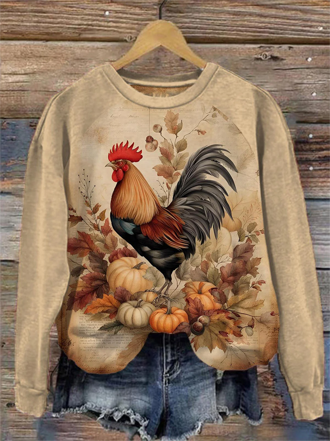 Thanksgiving Chicken Print Sweatshirt