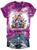 Women's Gnome Guitar Tie Dye Print Casual T-Shirt