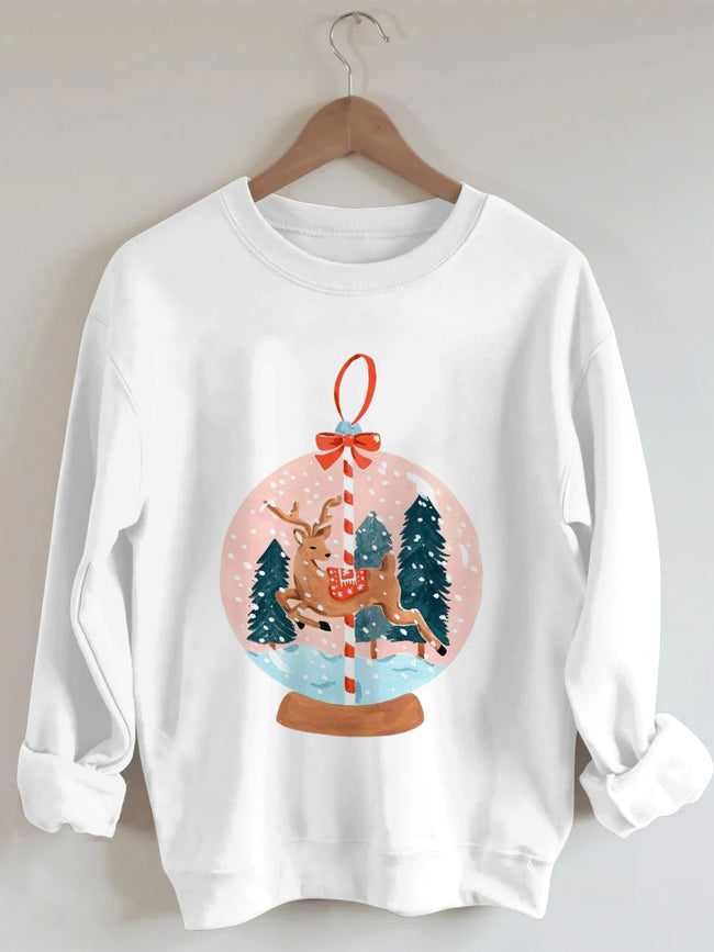 Women's Christmas Deer Print Sweatshirt