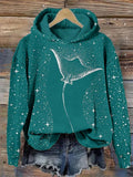 Starry Spotted Eagle Rays Print Hoodie