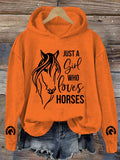 🔥Buy 3 Get 10% Off🔥Women's Just A Girl Who Loves Horses Print Hooded Sweatshirt