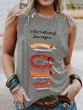 Women's International Sausage Dog Print Sleeveless Tank Top