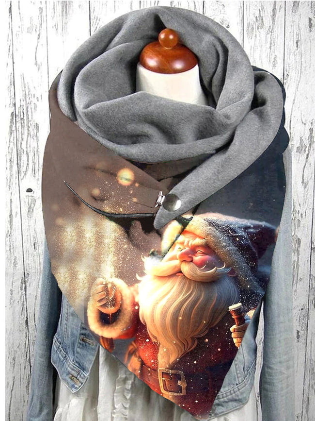 Cartoon Santa Print Casual Scarf