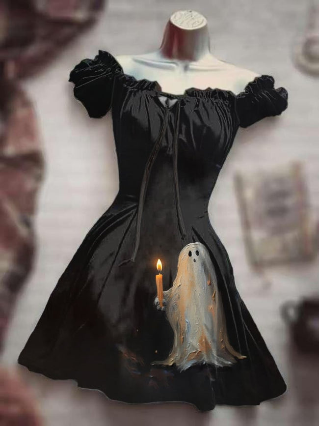 BUY 3 GET 10% OFFWomen's Ghost Art Print Dress