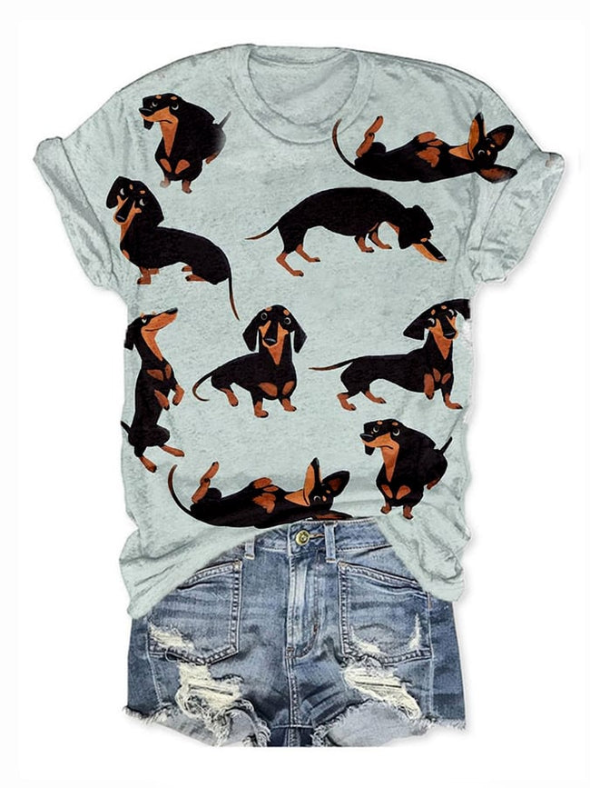 Pet Dog Print Casual Short Sleeve T-Shirt