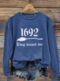 Women's 1692 Printed Round Neck Long Sleeve Sweatshirt