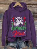 🔥BUY 3 GET 15% OFF🔥Women'S Casual Happy Birthday Jesus Printed Long Sleeve Sweatshirt