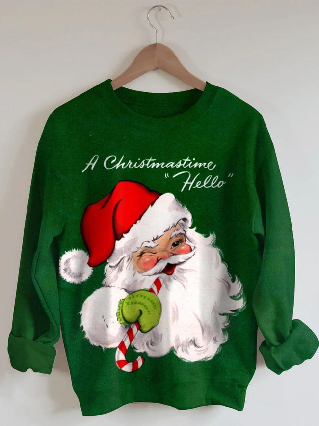 Women's Christmas Santa Print Sweatshirt