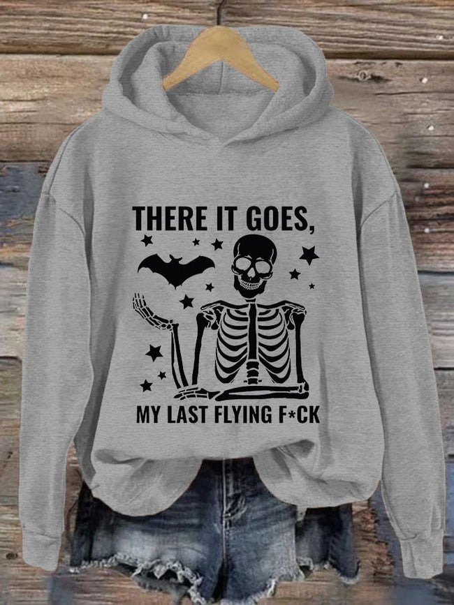 Women's Halloween There It Goes My Last Flying F*ck Print Casual Hooded Sweatshirt