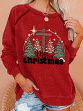 Women'S Casual Merry Chrismas Printed Long Sleeve Sweatshirt