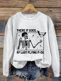 🔥HOT SALE🔥Women's Halloween There It Goes My Last Flying F*ck  Print Crew Neck Sweatshirt