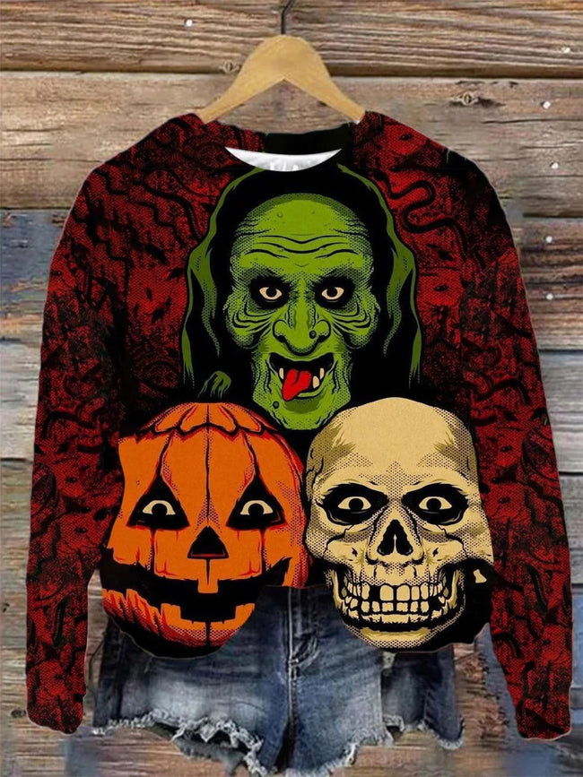 Women's Halloween Skull Print Sweatshirt