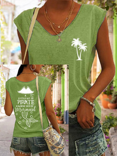 Sun Beach Letter Print T-Shirt