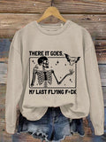 🔥HOT SALE🔥Women's Halloween There It Goes My Last Flying F*ck  Print Crew Neck Sweatshirt