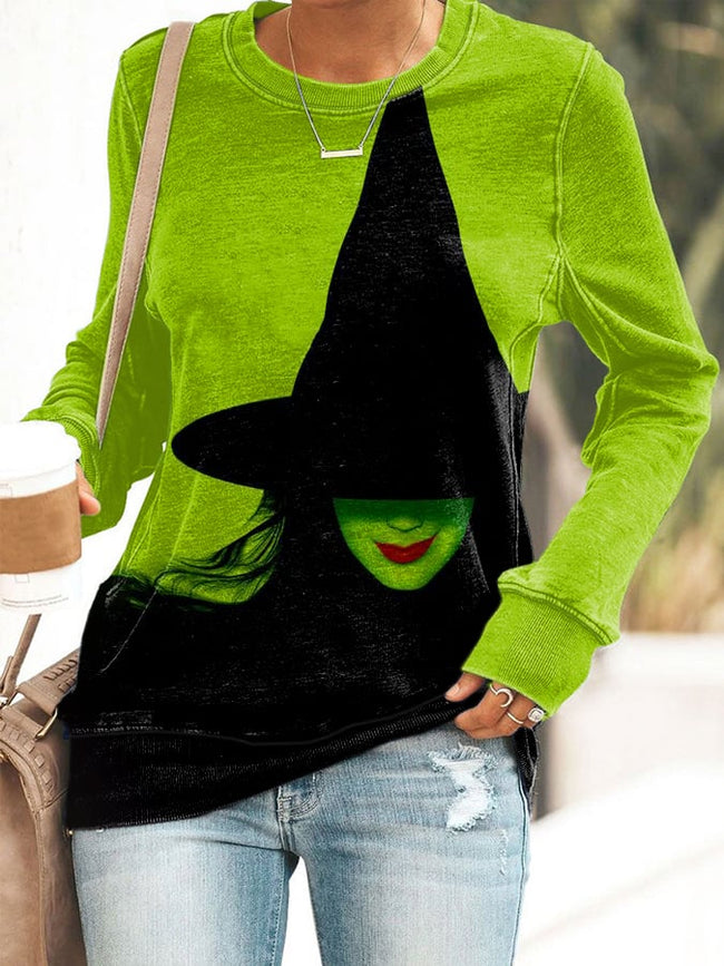 Women's Witch Printed Long Sleeve Sweatshirt.