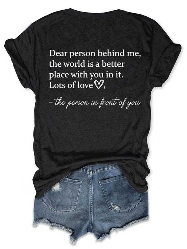 Women's The World Is A Better Place With You In It Print Round neck T-Shirt