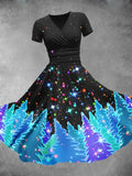 Women's Christmas Tree Forest With Snowflakes And Shining Stars Christmas Design Maxi Dress