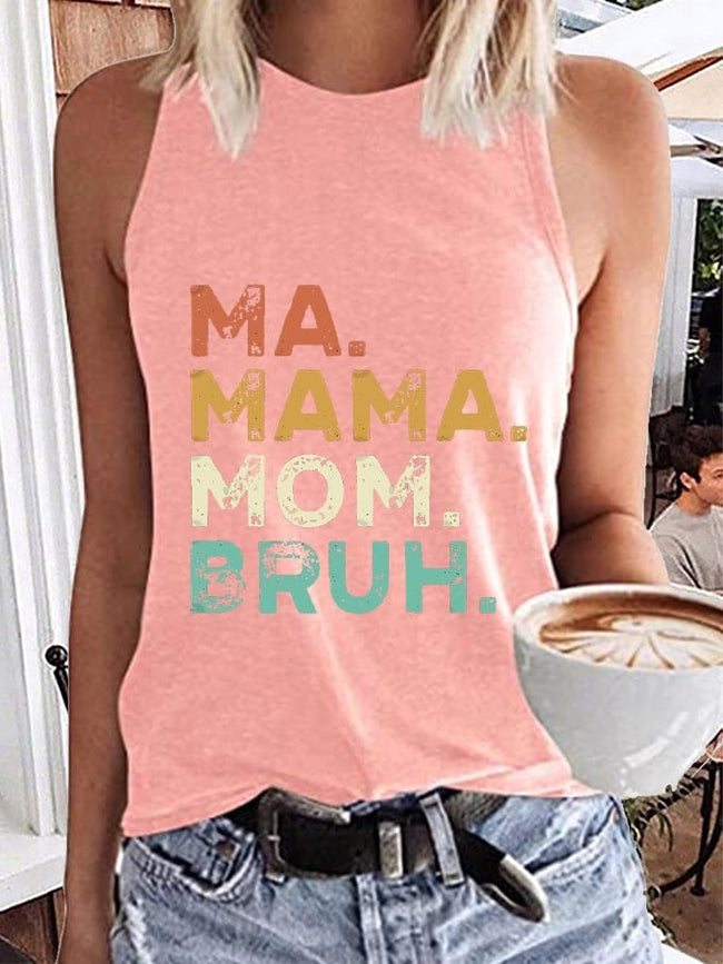 Women's Mother's Day Cool Moms Club Ma Mama Mom Bruh Print Tank Top